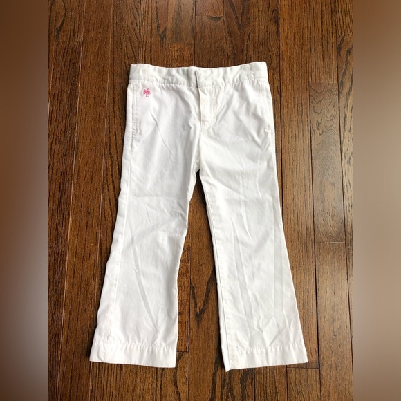 Lilly Pulitzer Other - Lilly Pulitzer Girls 4 White Khaki Flare Leg 100% Cotton Pants - EUC!